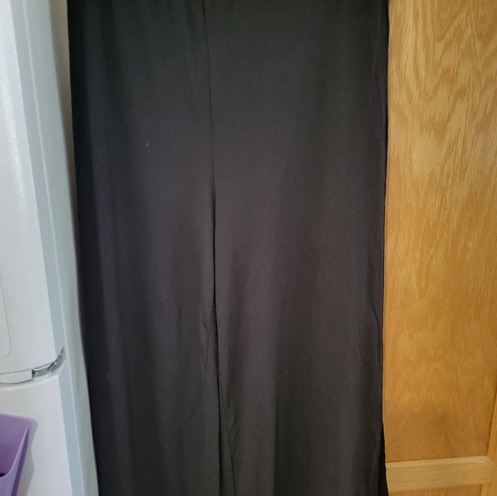 Tickled Teal Black Pencil Skirt with Slit for Work